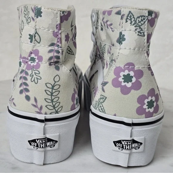 Vans Sk8-Hi Tapered Stackform Womens Sz 9 .5 White Pastel Floral Platform - Picture 2 of 8